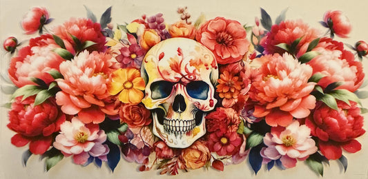 32      SKULL IN MULTICOLOR FLOWERS  WRAP