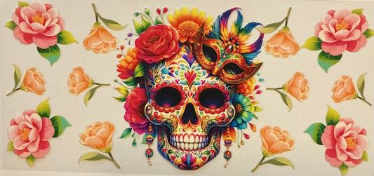 34      Multicolor Skull w/ Flowers & Mask Wrap