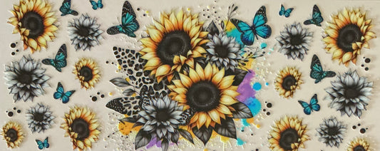 478 Sunflowers w/Turquoise Butterflies Wrap