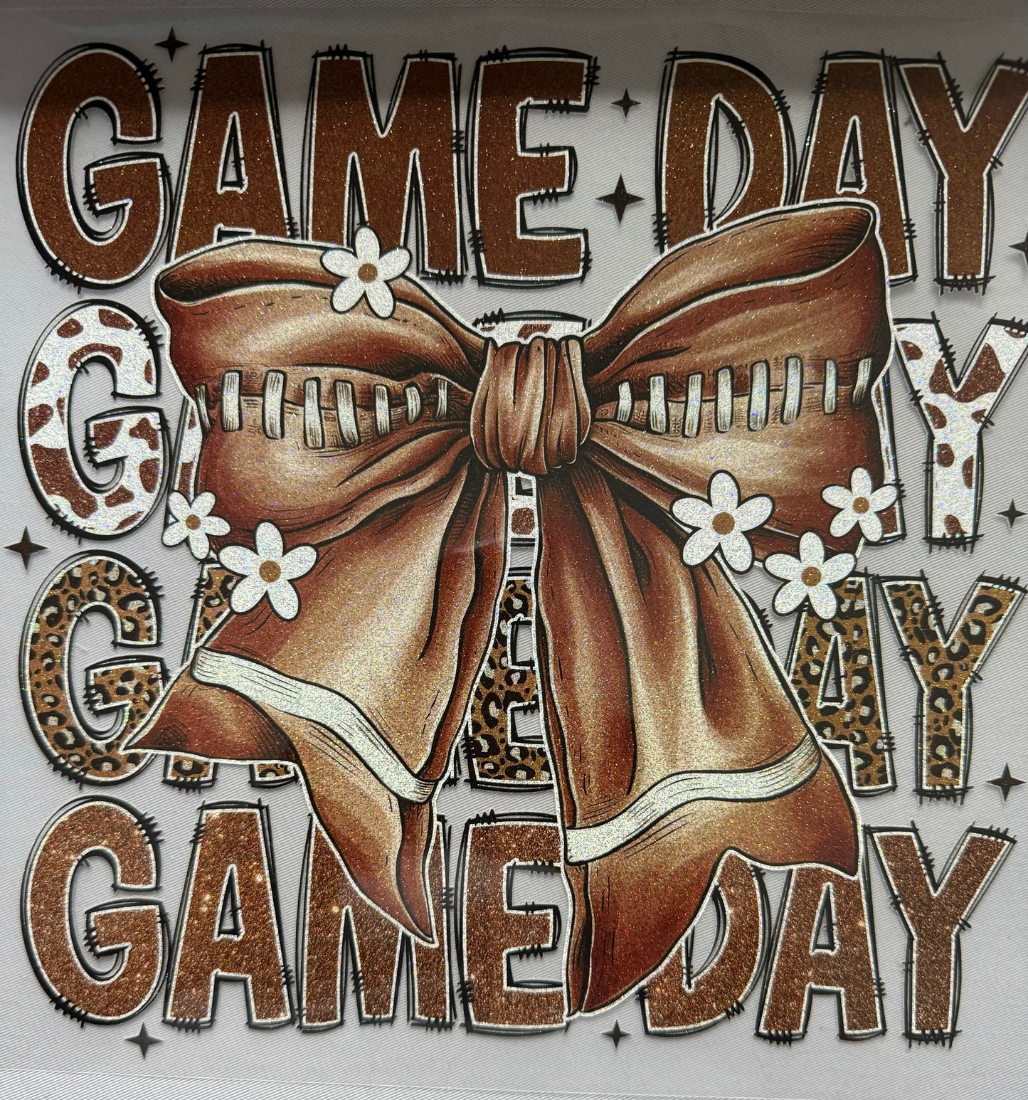 Game Day Glitter Football Ribbon Transfer