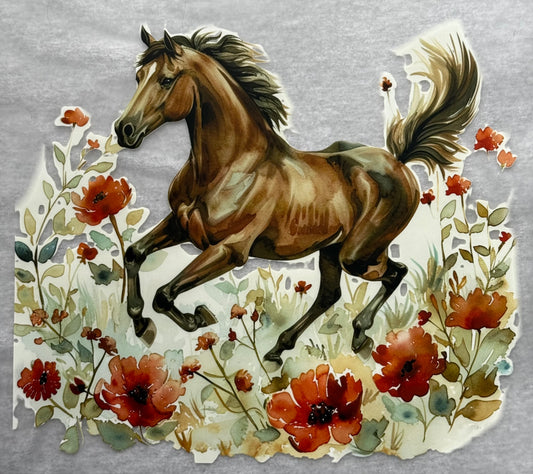 Galloping Brown Horse Clear Film Transfer