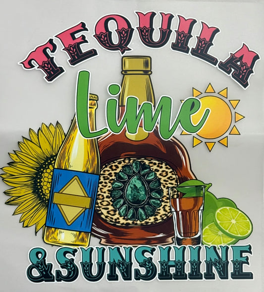 Tequila Lime & Sunshine Multi-Color Screen Print Transfer