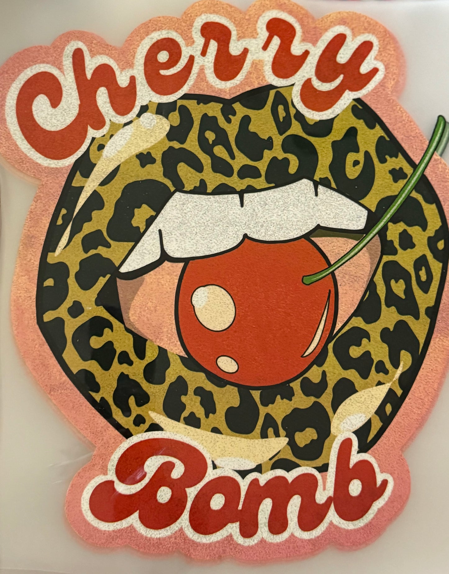 Cherry Bomb Glitter Multi-Color Screen Print Transfer