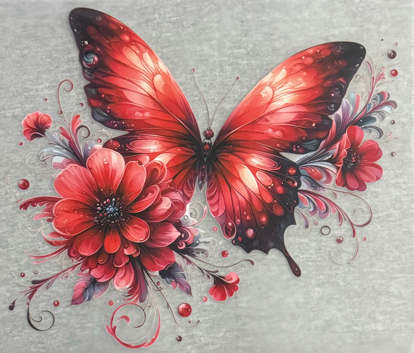 Butterfly RED, Black Color Screen Print