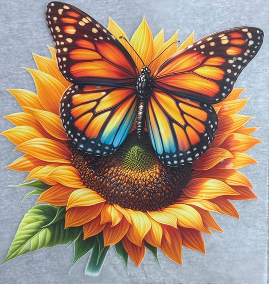 Butterfly Monarch on Sunflower Screen Print