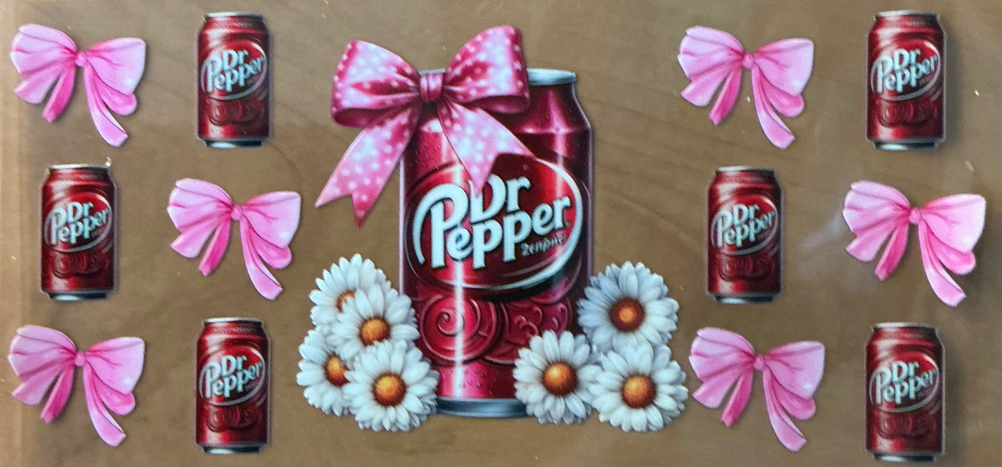 759 Dr. Pepper Can w/Pink Bow & Daisies Wrap