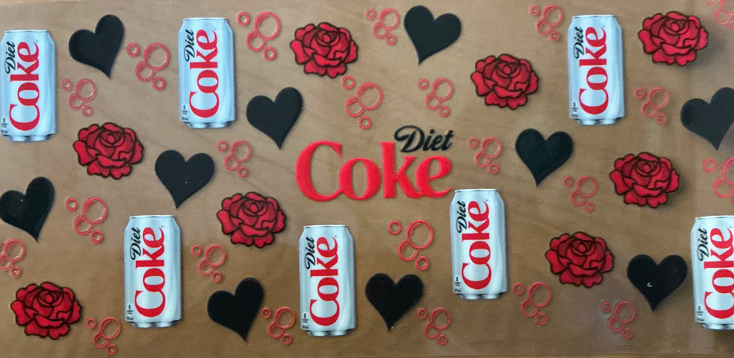 761 Diet Coke w/Black Heart & Red Flower Wrap