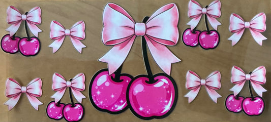 764 Cherries w/Large Pink Bow Wrap
