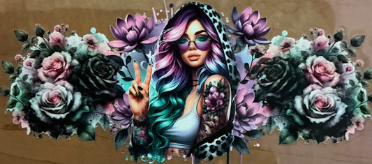 795 Tattoo Girl w/Cow Print Hoodie Wrap