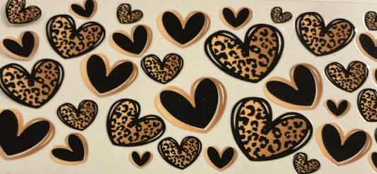 881 Leopard Print Hearts w/ Black & Gold Hearts