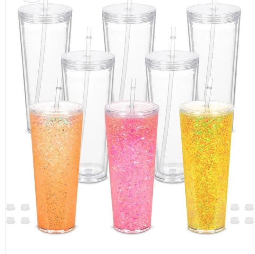 24 oz Tapered Acrylic Snow globe w/clear Lid
