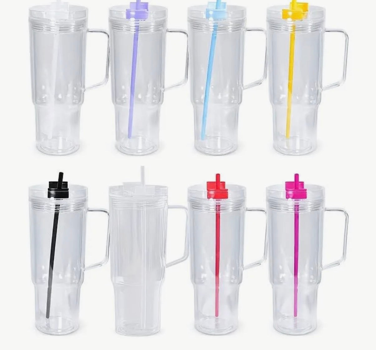 40 OZ ACRYLIC SNOW GLOBE TUMBLER W/COLOR LIDS & HANDLE
