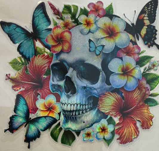 94    Holographic Multi Color Skull  Decal